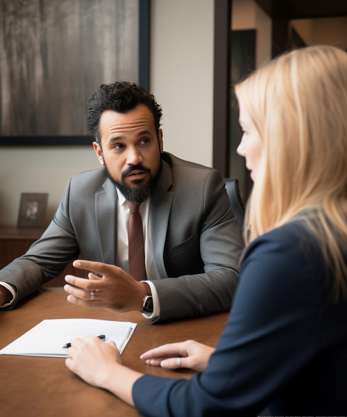 Financial advisors meeting with clients