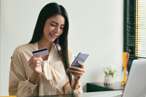 Mobile banking app interface on smartphone